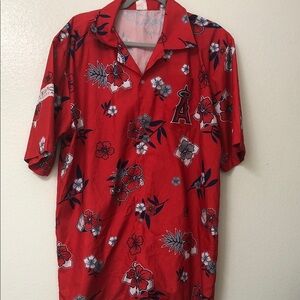 Red Floral Men's Casual Shirt